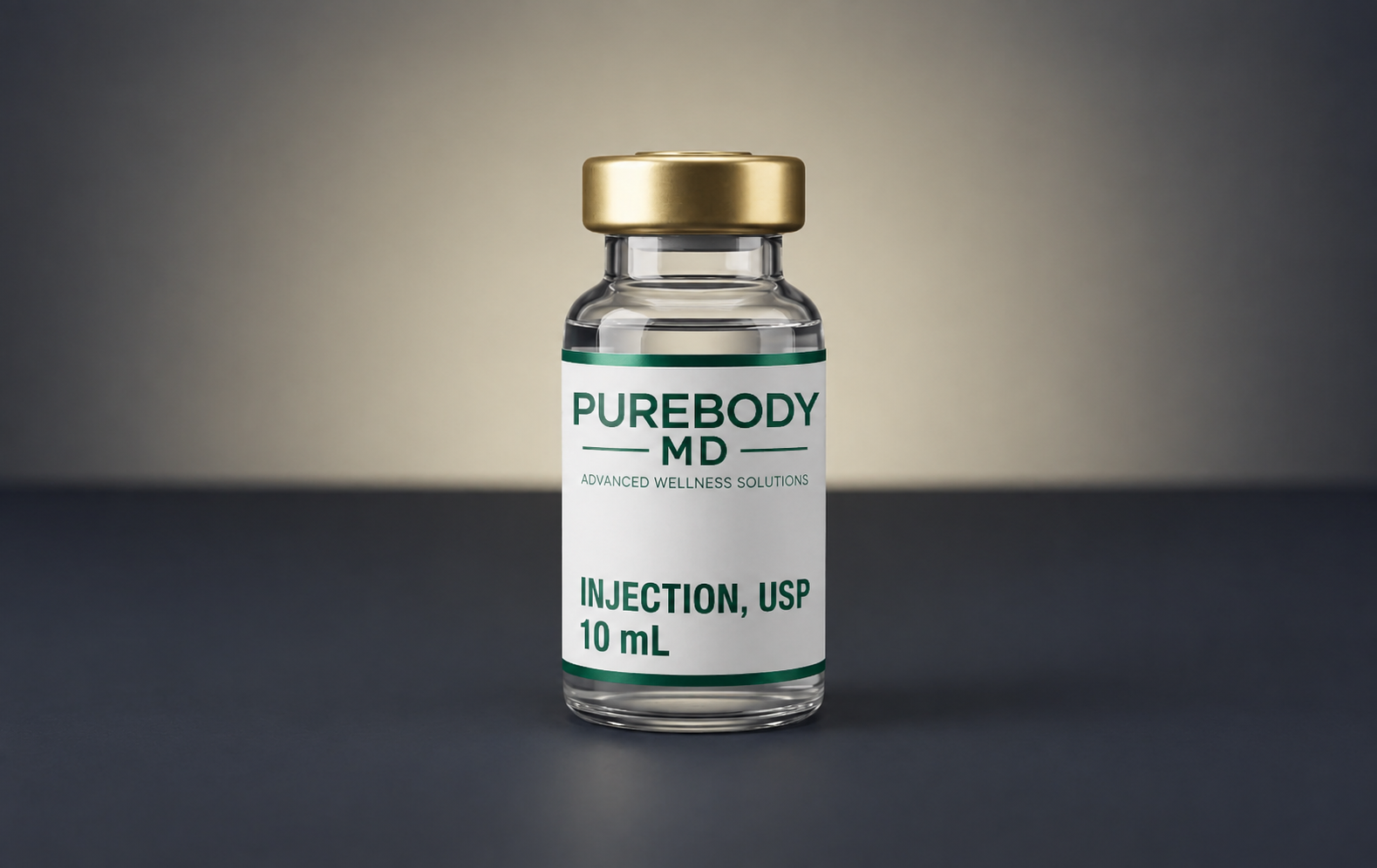 PureBody MD injection vial with gold cap